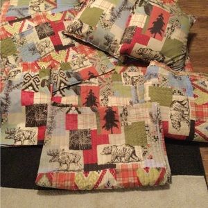 Wildlife Lodge Cabin Bear Moose Deer Wolf Bedding Set